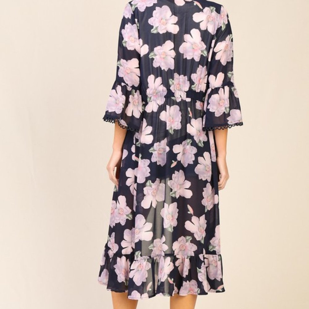 Floral print long kimono / cardigan - Picture 5 of 5